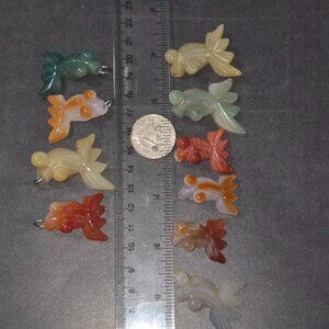 Fancy Goldfish Koi Crystal Agate Pendant Silver Necklace Bubble Eyes Moor